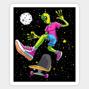 Space Alien Skateboarding Skateboarder Magnet